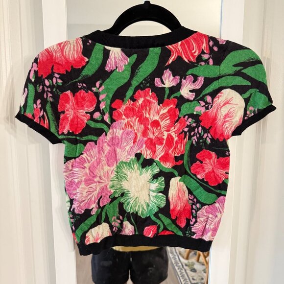 Anthropologie Maeve Sweater Blouse Size XS Color Black PInk Green Red - Picture 6 of 6